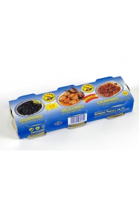 Assortiment de Moules � l'Escab�che, Calamars dans leur Encre et Calamars en Sauce Am�ricaine