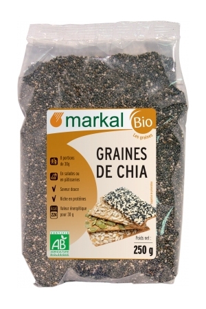 Graines de Chia Produit Bio AB: Bahadourian, Graines de Chia Produit Bio AB  Paquet 250g - Markal, Produits Bio AB